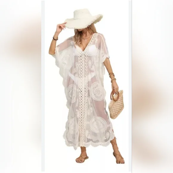 Bohemian Lace Swimsuit Kaftan - Picture 1 of 2